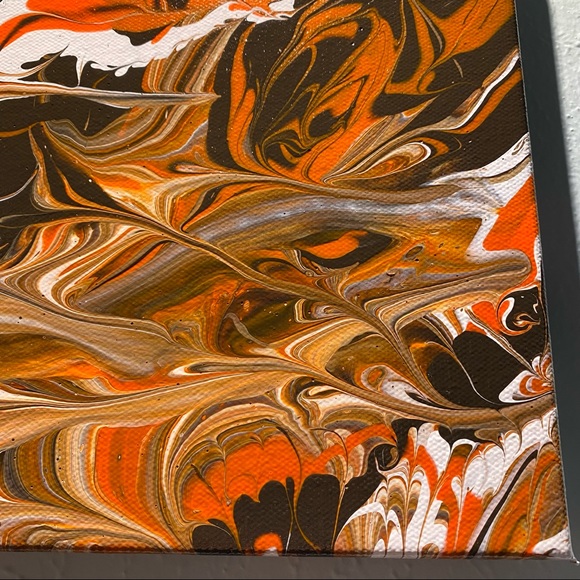 ❌SOLD Hand painted 11x14 abstract acrylic fluid pour art canvas painting brown - Picture 14 of 14